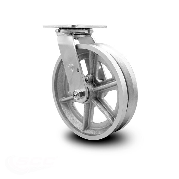 8 Inch V Groove Semi Steel Wheel Swivel Caster with Ball Bearing